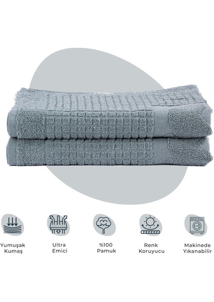 Banyo Kareli Ayak Desenli Pamuk Ayak Havlusu 50X70CM Yeşil 2’li