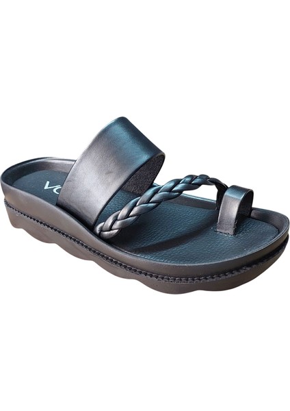 1724 Siyah Cilt Parmak Arası Comfort Casual Anatomik Terlik