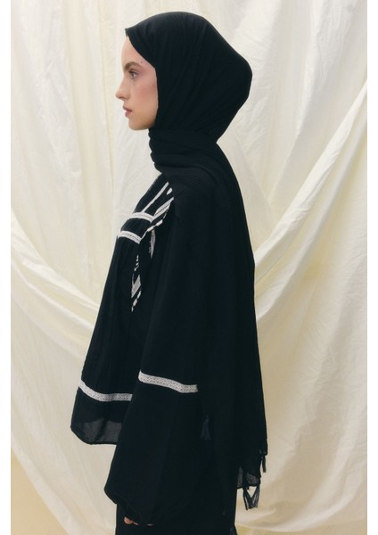 Lilyum Siyah Saçak Püsküllü Pamuklu Şal fiyatları