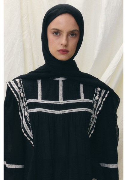 Lilyum Siyah Saçak Püsküllü Pamuklu Şal modelleri
