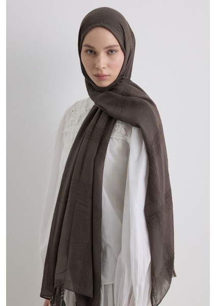 Brıce Antrasit Uzun Saçak Püsküllü Pamuklu Şal modelleri