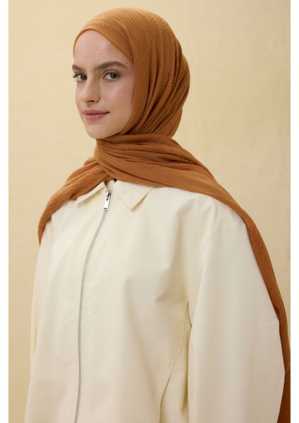 Lilyum Tarçın Saçak Püsküllü Pamuklu Şal