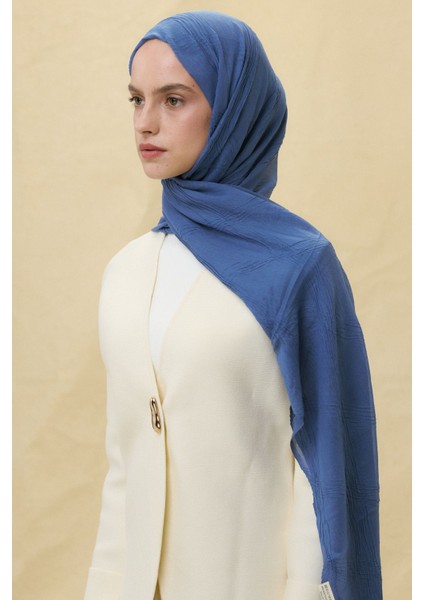 Lilyum Indigo Saçak Püsküllü Pamuklu Şal