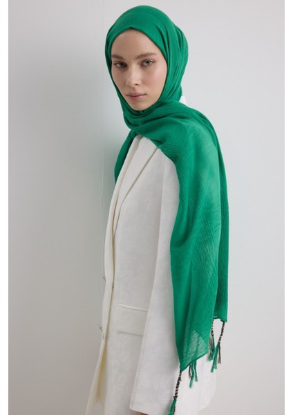 Brıce Benetton Yeşil Uzun Saçak Püsküllü Pamuklu Şal fiyatları