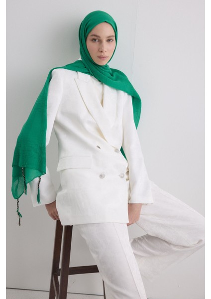 Brıce Benetton Yeşil Uzun Saçak Püsküllü Pamuklu Şal modelleri