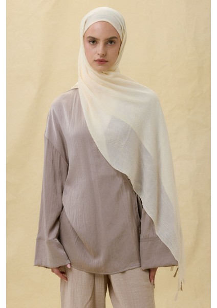 Lilyum Krem Saçak Püsküllü Pamuklu Şal modelleri