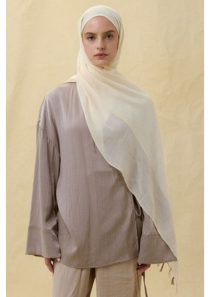 Lilyum Krem Saçak Püsküllü Pamuklu Şal indirimleri