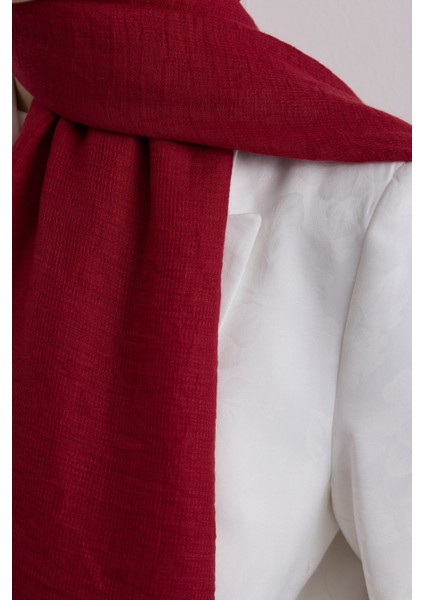 Drew Kırmızı Bohem Uzun Saçaklı Pamuklu Şal