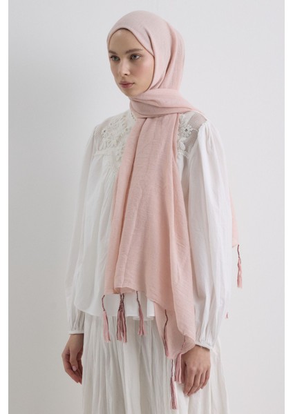 Drew Toz Pembe Bohem Uzun Saçaklı Pamuklu Şal indirimleri