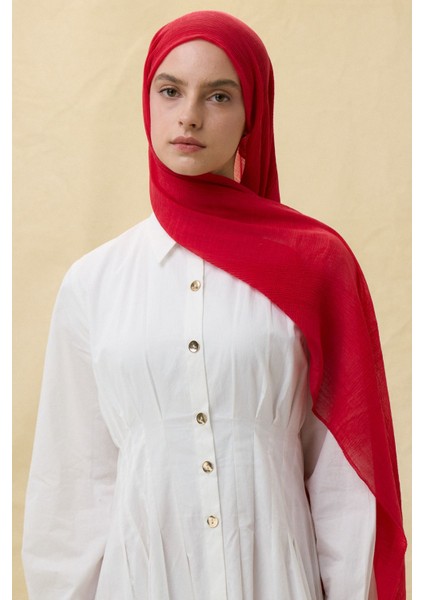 Brıce Kırmızı Uzun Saçak Püsküllü Pamuklu Şal