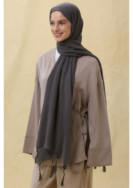 Brıce Füme Uzun Saçak Püsküllü Pamuklu Şal fiyatları