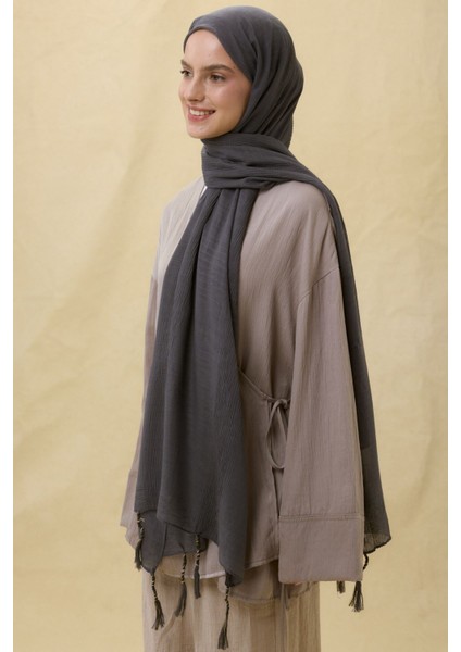 Brıce Füme Uzun Saçak Püsküllü Pamuklu Şal fırsatları