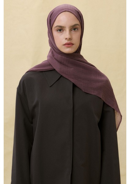 Brıce Patlican Mor Uzun Saçak Püsküllü Pamuklu Şal