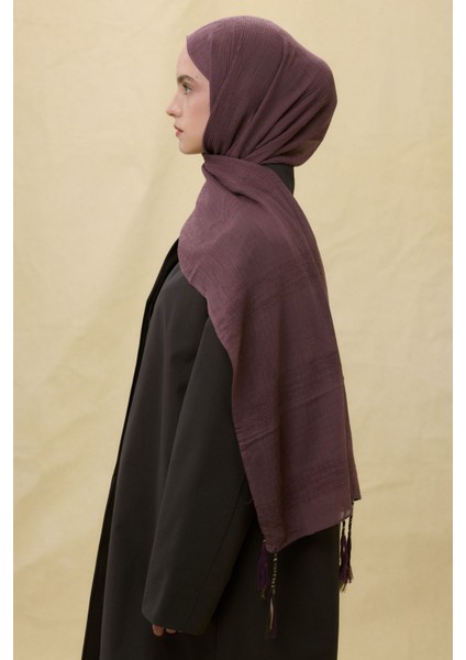 Brıce Patlican Mor Uzun Saçak Püsküllü Pamuklu Şal fırsatları