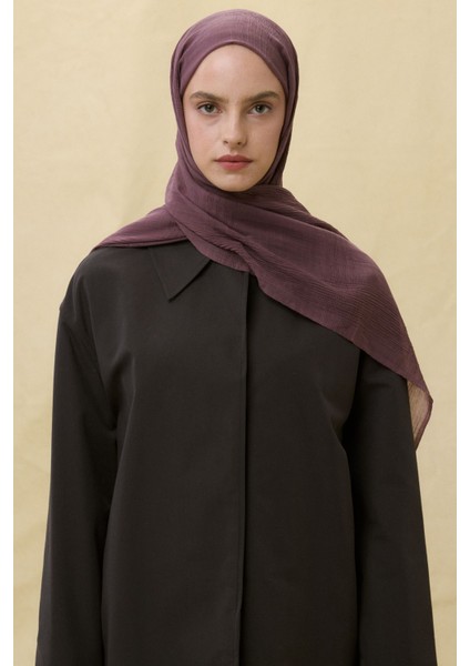 Brıce Patlican Mor Uzun Saçak Püsküllü Pamuklu Şal