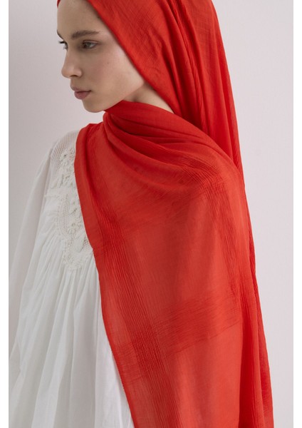 Brıce Temiz Turuncu Uzun Saçak Püsküllü Pamuklu Şal