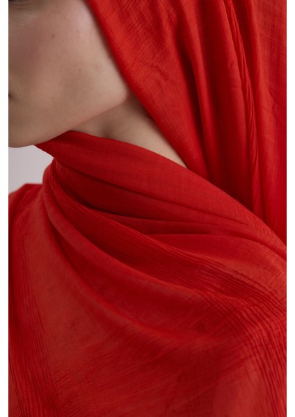 Brıce Temiz Turuncu Uzun Saçak Püsküllü Pamuklu Şal