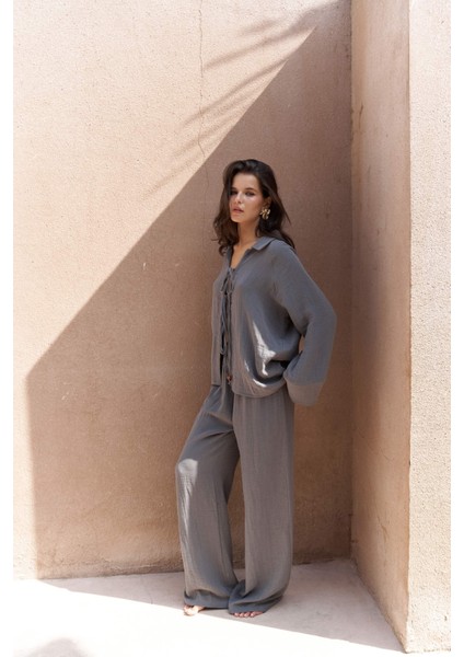 Bali Boncuklu Antrasit Müslin Takım fırsatları