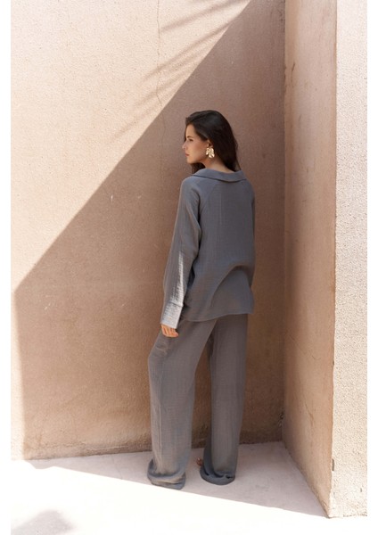 Bali Boncuklu Antrasit Müslin Takım indirimleri