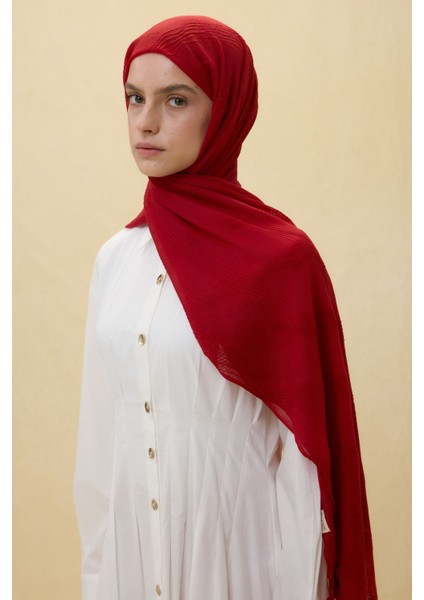 Lilyum Koyu Kırmızı Saçak Püsküllü Pamuklu Şal modelleri