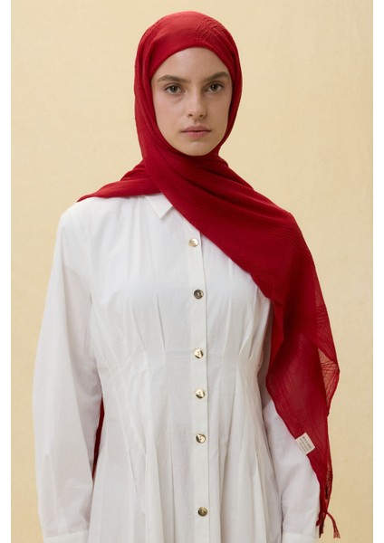 Lilyum Koyu Kırmızı Saçak Püsküllü Pamuklu Şal fırsatları