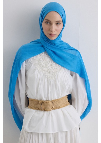 Brıce Gök Mavi Uzun Saçak Püsküllü Pamuklu Şal fiyatları