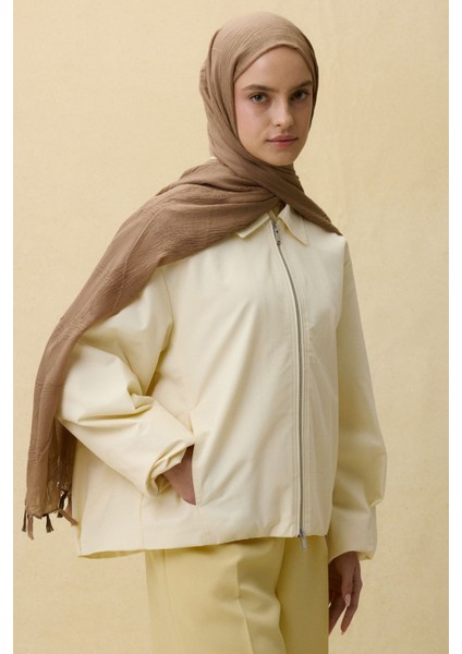 Lilyum Vizon Renk Saçak Püsküllü Pamuklu Şal