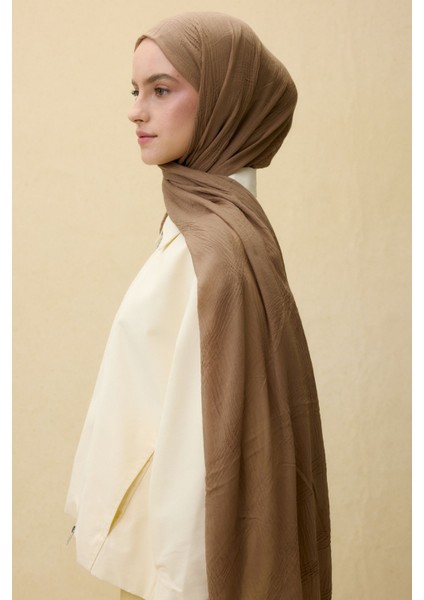 Lilyum Vizon Renk Saçak Püsküllü Pamuklu Şal