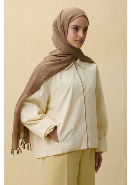 Lilyum Vizon Renk Saçak Püsküllü Pamuklu Şal