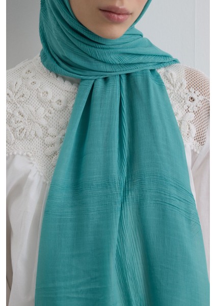 Brıce Camgöbeği Uzun Saçak Püsküllü Pamuklu Şal