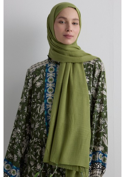 Brıce Çağla Yeşil Uzun Saçak Püsküllü Pamuklu Şal modelleri