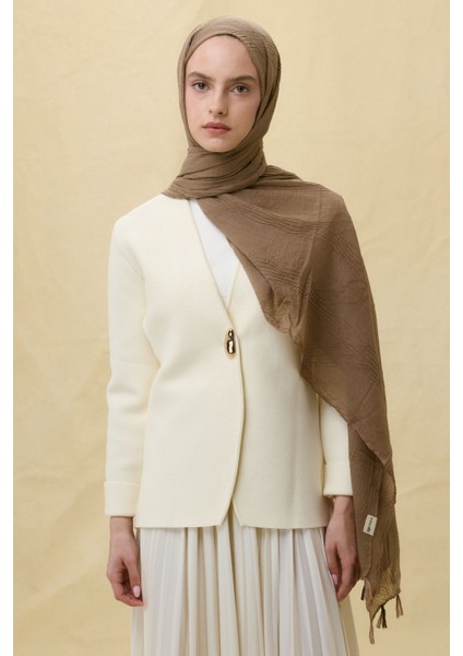 Lilyum Koyu Camel Saçak Püsküllü Pamuklu Şal modelleri