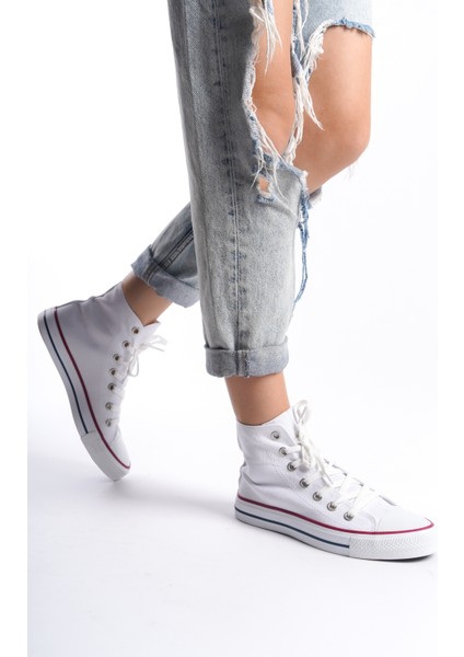Beyaz Kadın Uzun Keten Spor Ayakkabı Günlük Sneakers Cnv6 modelleri