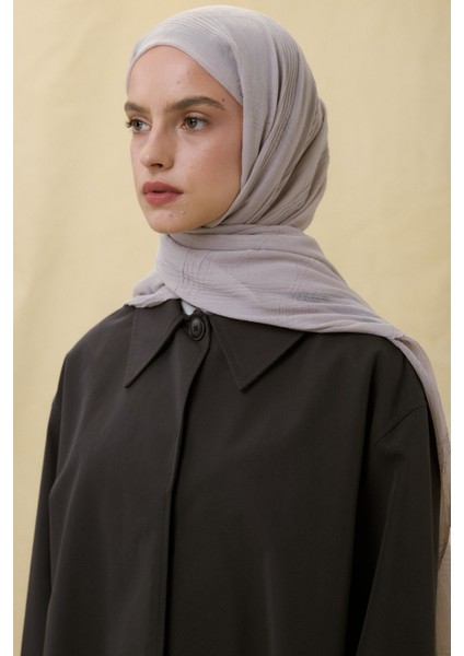 Lilyum Taş Gri Saçak Püsküllü Pamuklu Şal