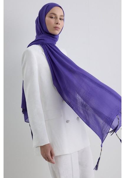 Brıce Mor Uzun Saçak Püsküllü Pamuklu Şal modelleri