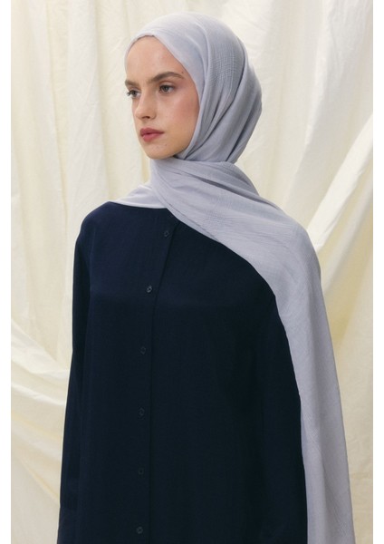 Brıce Buz Gri Uzun Saçak Püsküllü Pamuklu Şal