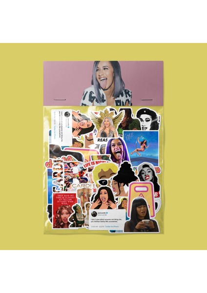 Cardi B Sticker Paketi -Bullet Journal - Ajanda - Planner - Defter - Laptop Etiket Çıkartma Çok Renkli 10 x 15 Paket Boyutu 3 x 5 cm Stickerlar Paket Içeriği 25 Adet Dadi Ramba Sticker