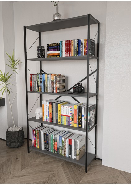 Metal Kitaplık 5 Raflı Ev Ofis Rafı Dosya Kitap Mutfak Rafı Çok Amaçlı Geniş Raflı 180LIK