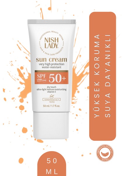 Nıshlady SPF 50 Suya Dayanıklı Güneş Kremi