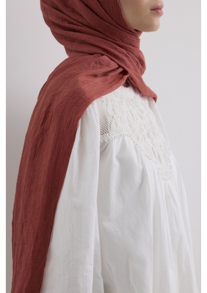 Drew Kiremit Bohem Uzun Saçaklı Pamuklu Şal