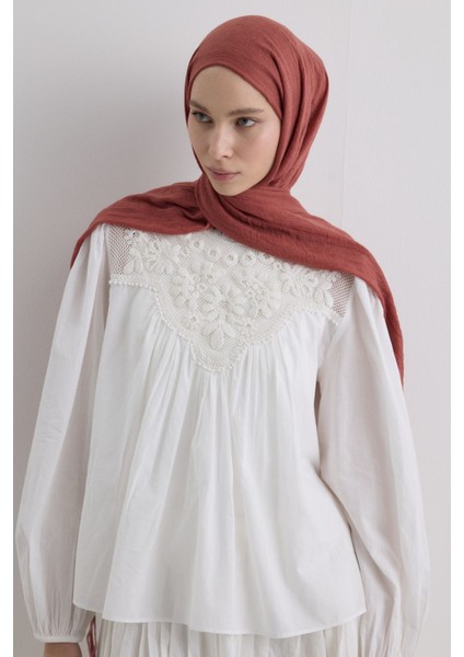 Drew Kiremit Bohem Uzun Saçaklı Pamuklu Şal