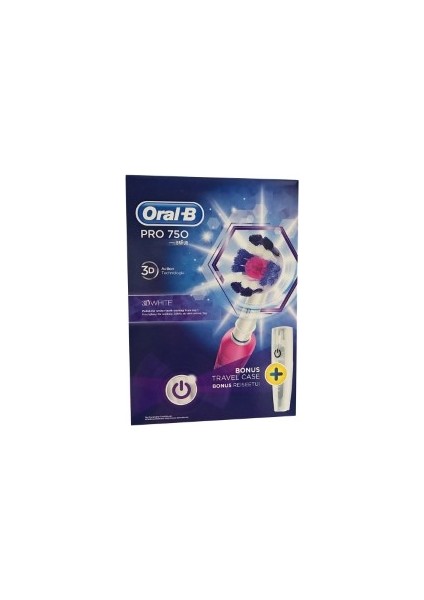 Oral-B Pro 750 Pembe 3D Beyaz + Seyahat Çantası