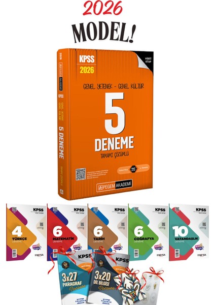 2026 Kpss Gygk Pegem Tamamı Çözümlü 5 Deneme ve 5 Branş Denemesi Seti Hediyeli Set