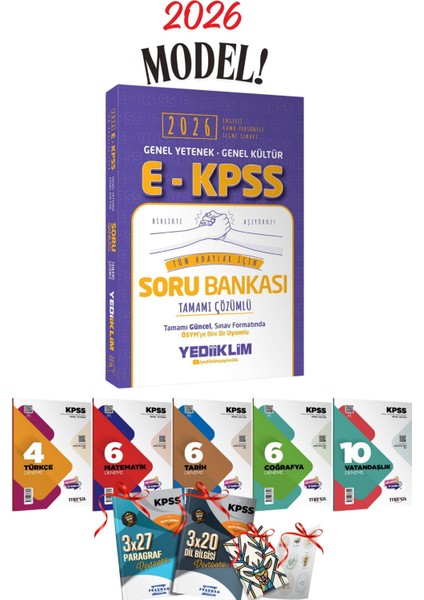 2026 E-Kpss Yediiklim Tüm Dersler Soru Bankası Tek Kitap + 5 Branş Deneme Seti Hediyeli