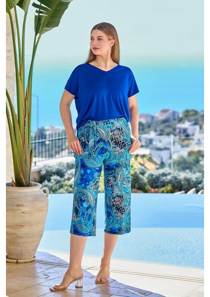 Kadın Mavi Kapri Takım A25663