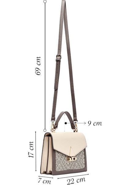 Kadın Krem Uzun Askılı Desenli Kol Çantası 25SBD263714 fiyatları