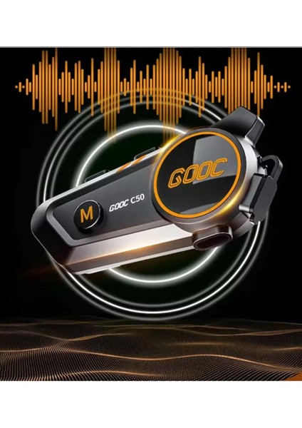 C50 2x Motosiklet Intercom Kask Kulaklık 1500 Mah Rgb Işıklı Çift Eşleşme