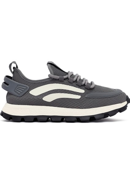 Erkek Gri Bağcıklı Kalın Tabanlı Kumaş Sneaker 25SFD69406F