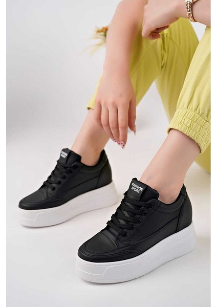 BAHRİNA K-72 Kadın Yüksek Taban Gizli Topuk Spor Ayakkabı (8 CM TOPUK)