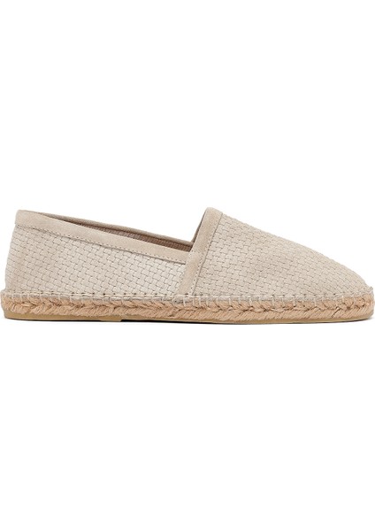 Erkek Bej Süet Deri Espadril 25SFD770214